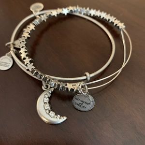 Silver Alex and Ani Moon and Stars Bracelets